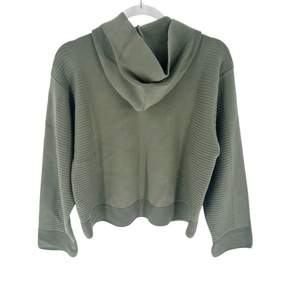 Pleats Please Issey Miyake Sweater Womens 3 Green Cardigan Hooded Zip Casual - Picture 2 of 13